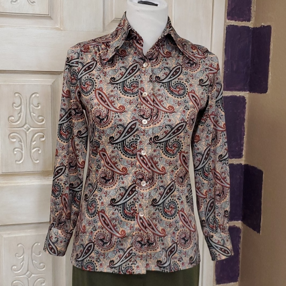 Vintage Paisley polyester blouse